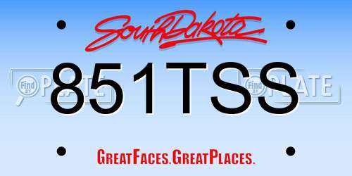 851TSS South Dakota License Plate