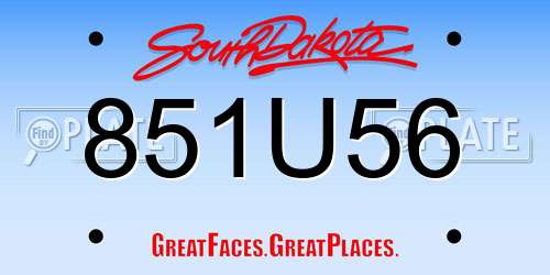 851U56 South Dakota License Plate