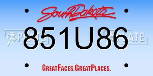851U86 South Dakota License Plate