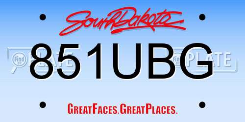 851UBG South Dakota License Plate