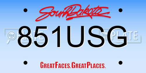 851USG South Dakota License Plate