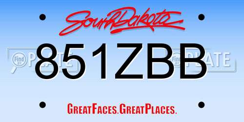 851ZBB South Dakota License Plate