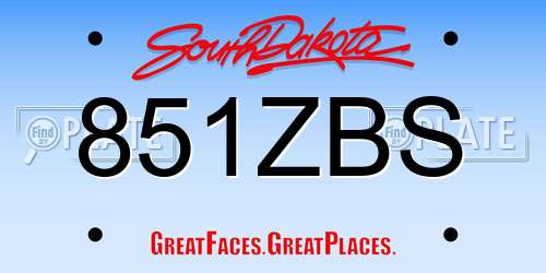 851ZBS South Dakota License Plate