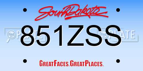 851ZSS South Dakota License Plate