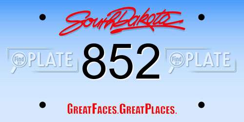 852 South Dakota License Plate