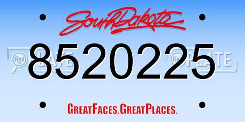 8520225 South Dakota License Plate