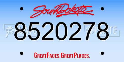 8520278 South Dakota License Plate