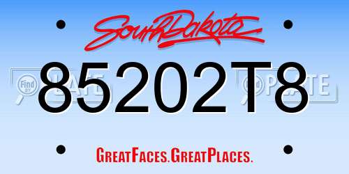 85202T8 South Dakota License Plate