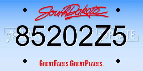 85202Z5 South Dakota License Plate