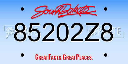 85202Z8 South Dakota License Plate