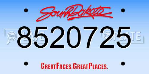 8520725 South Dakota License Plate