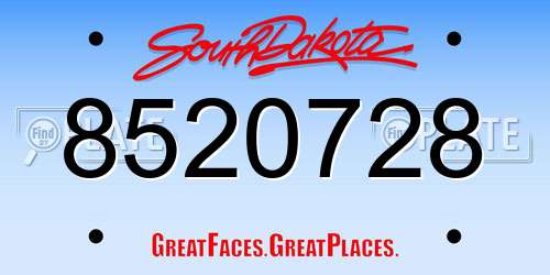 8520728 South Dakota License Plate