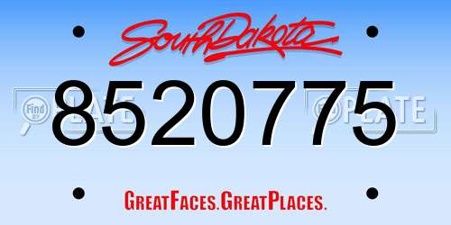 8520775 South Dakota License Plate