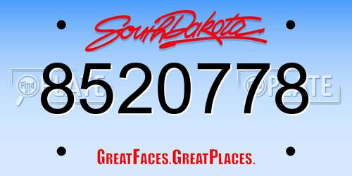 8520778 South Dakota License Plate
