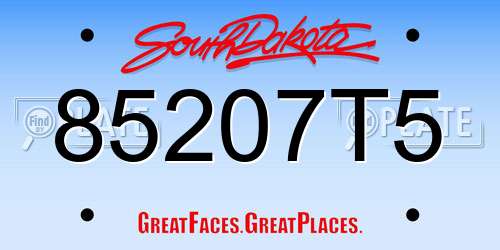 85207T5 South Dakota License Plate