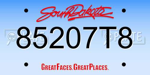 85207T8 South Dakota License Plate
