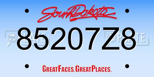 85207Z8 South Dakota License Plate