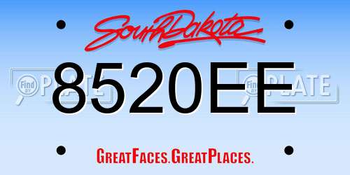 8520EE South Dakota License Plate