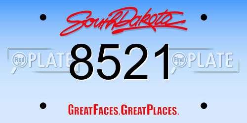 8521 South Dakota License Plate