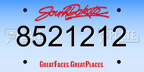 8521212 South Dakota License Plate