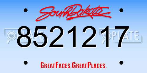 8521217 South Dakota License Plate