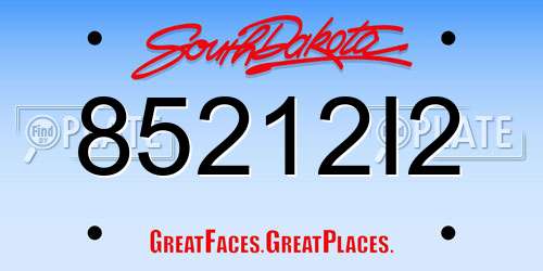 85212I2 South Dakota License Plate