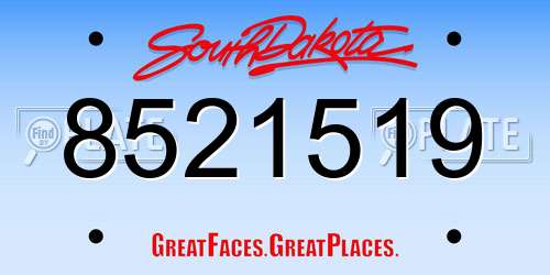 8521519 South Dakota License Plate
