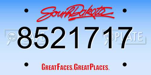 8521717 South Dakota License Plate