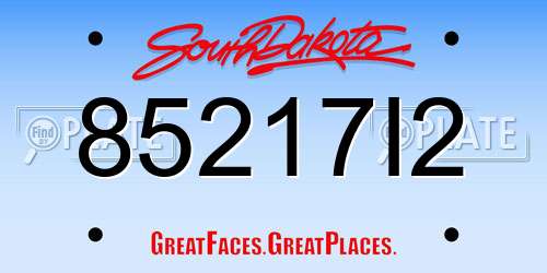 85217I2 South Dakota License Plate