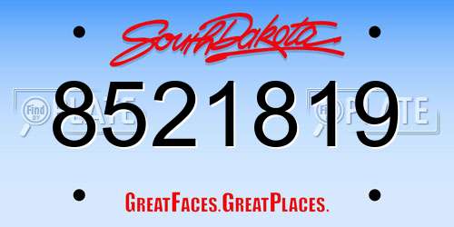 8521819 South Dakota License Plate
