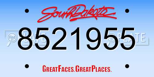 8521955 South Dakota License Plate