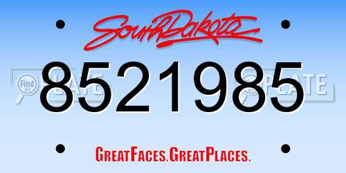 8521985 South Dakota License Plate