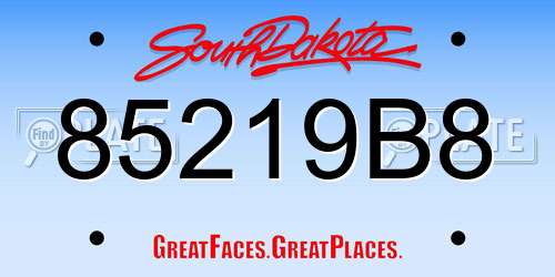 85219B8 South Dakota License Plate