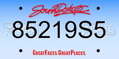 85219S5 South Dakota License Plate