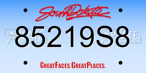 85219S8 South Dakota License Plate