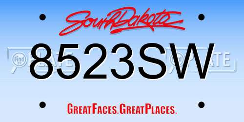 8523SW South Dakota License Plate