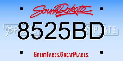 8525BD South Dakota License Plate