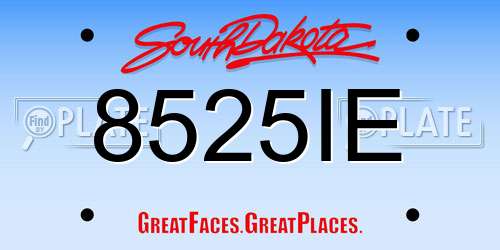 8525IE South Dakota License Plate