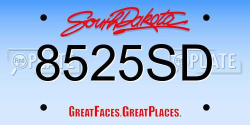 8525SD South Dakota License Plate