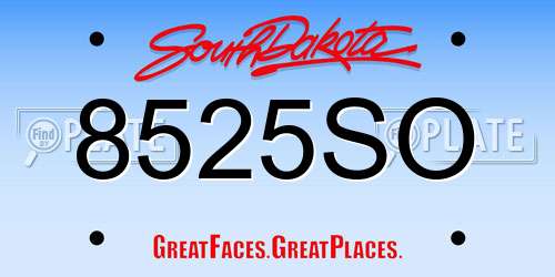 8525SO South Dakota License Plate
