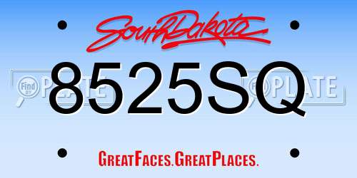 8525SQ South Dakota License Plate