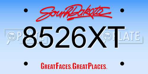 8526XT South Dakota License Plate