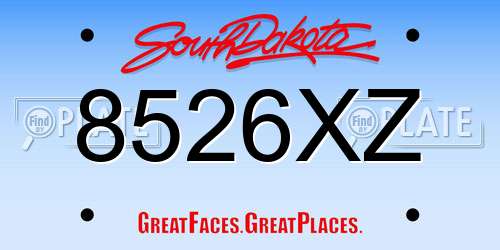 8526XZ South Dakota License Plate