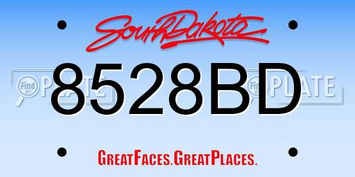 8528BD South Dakota License Plate