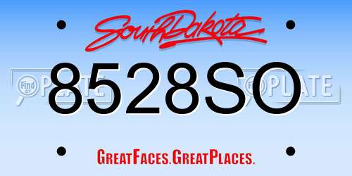 8528SO South Dakota License Plate