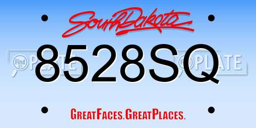 8528SQ South Dakota License Plate