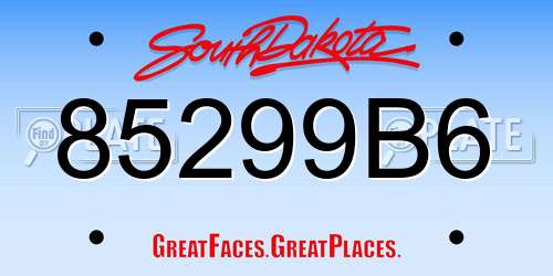 85299B6 South Dakota License Plate
