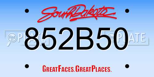 852B50 South Dakota License Plate