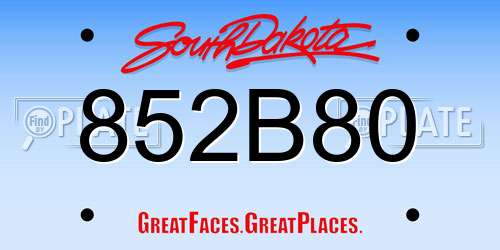 852B80 South Dakota License Plate