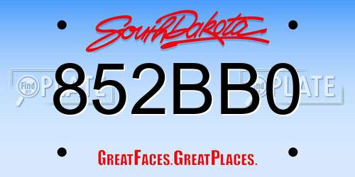 852BB0 South Dakota License Plate